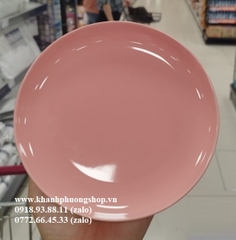 Dĩa sứ tráng men cao cấp màu hồng pastel 20cm
