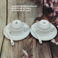tách uống cà phê capuchino, latte sứ Minh Long màu trắng