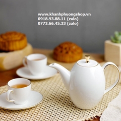 bộ ấm trà Anna cao viền vàng sứ Minh Long - bộ ấm trà viền vàng sứ minh long