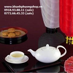 bộ ấm trà Elips trắng sứ Minh Long - bộ bình tách trà Elips sứ minh long