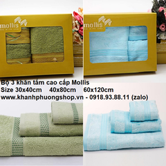 bộ 3 khăn tắm Mollis cao cấp cotton 100%