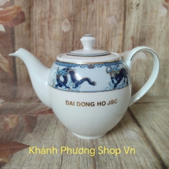 Bình trà Tứ Linh 0.8L gốm sứ Minh Long in logo quà tặng