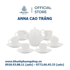 bộ ấm trà Anna Cao trắng sứ Minh Long - bộ bình tách trà Anna Cao sứ Minh Long