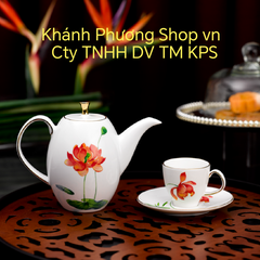 Bộ ấm trà Hương Sen Vàng 0.47L gốm sứ Minh Long