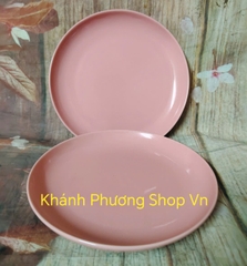 Dĩa sứ tráng men cao cấp màu hồng pastel 20cm