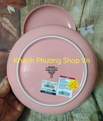 Dĩa sứ tráng men cao cấp màu hồng pastel 20cm
