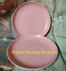 Dĩa sứ tráng men cao cấp màu hồng pastel 20cm
