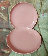 Dĩa sứ tráng men cao cấp màu hồng pastel 20cm