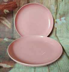 Dĩa sứ tráng men cao cấp màu hồng pastel 20cm