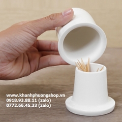 Hũ tăm sứ có nắp gốm sứ Minh Long - hũ tăm sứ minh long