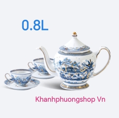 Bộ ấm trà Hồn Quê Vàng 0.8L gốm sứ Minh Long