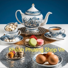 Bộ ấm trà Hồn Quê Vàng 0.8L gốm sứ Minh Long