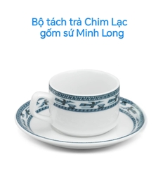 Bộ tách dĩa sứ uống trà họa tiết Chim Lạc Minh Long