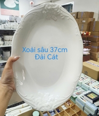 Dĩa hột xoài lòng sâu Đài Cát 37cm gốm sứ Minh Long