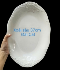 Dĩa hột xoài lòng sâu Đài Cát 37cm gốm sứ Minh Long