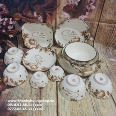 bộ chén tô dĩa sứ Cotton cao cấp, sang trọng - bộ bàn tô chén dĩa sứ đẹp