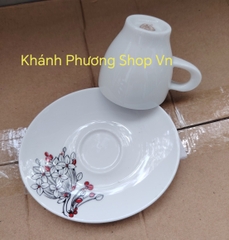 Bộ tách dĩa cà phê Espresso 75ml gốm sứ Minh Long