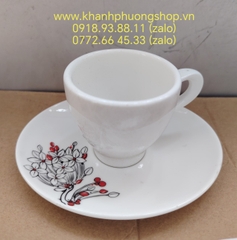 Bộ tách dĩa cà phê Espresso 75ml gốm sứ Minh Long