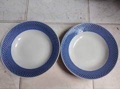 Bộ 2 dĩa sứ Nhật lòng sâu 23cm viền xanh