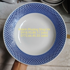 Bộ 2 dĩa sứ Nhật lòng sâu 23cm viền xanh