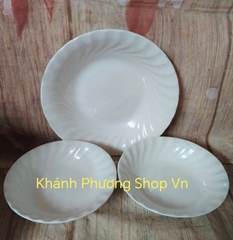 Bộ 3 dĩa sứ trắng lòng sâu 15,21cm - Dĩa sứ trắng lòng sâu