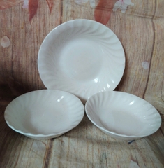 Bộ 3 dĩa sứ trắng lòng sâu 15,21cm - Dĩa sứ trắng lòng sâu