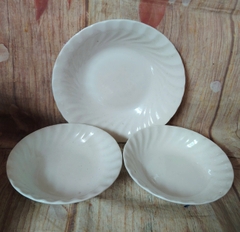 Bộ 3 dĩa sứ trắng lòng sâu 15,21cm - Dĩa sứ trắng lòng sâu