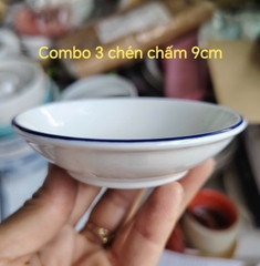 Combo 5 chén chấm 9cm viền xanh dương