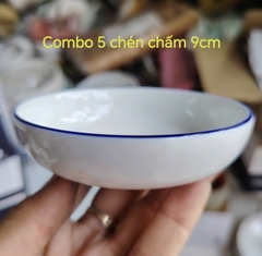 Combo 5 chén chấm 9cm viền xanh dương