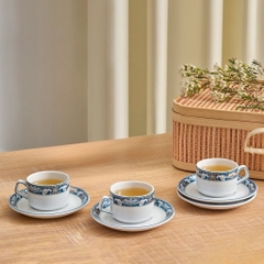 Bộ tách dĩa uống trà Phước Lộc Thọ 0.16L sứ Minh Long