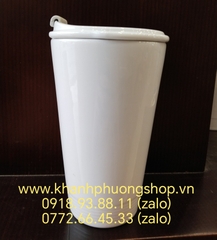 Ly sứ dưỡng sinh Minh Long 0.48L kèm nắp ống hút - ly sứ minh long có nắp
