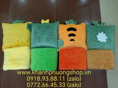 Bộ mền gối 2 trong 1 hình vuông mẫu trái cây