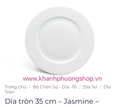 Dĩa tròn Jasmine 35cm gốm sứ Minh Long