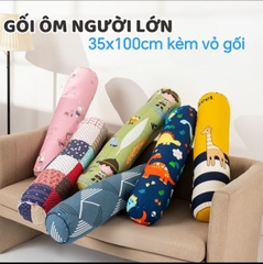 Gối ôm kèm vỏ size 35x100cm - ruột gối hơi, vỏ gối ôm