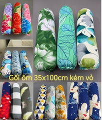 Gối ôm kèm vỏ size 35x100cm - ruột gối hơi, vỏ gối ôm