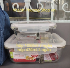 Bộ 2 hộp thủy tinh Lock&Lock chia ngăn kèm