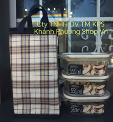 Bộ 3 hộp thủy tinh Lock&Lock 550ml kèm túi giữ nhiệt