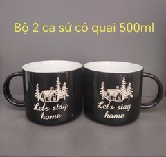 Bộ 2 ca sứ tráng men cao cấp 500ml - ca sứ có quai 500ml