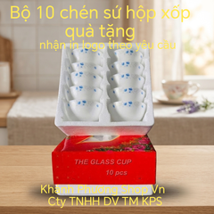 Bộ 6 chén sứ hộp xốp quà tặng cao cấp - nhận in logo theo yêu cầu