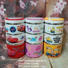 hộp cơm giữ nhiệt 3 tầng mẫu hoạt hình - hộp cơm inox 3 tầng