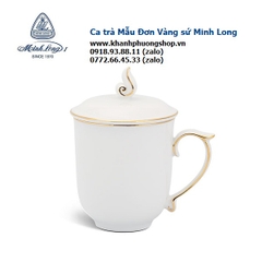 ca trà Mẫu Đơn viền vàng sứ Minh Long 0.3L - ly sứ có nắp viền vàng sứ Minh Long