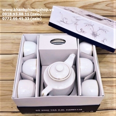 bộ ấm trà gốm sứ Minh Long - bộ ấm trà sứ trắng Minh Long