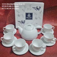 bộ ấm trà sứ Minh Long 1.1L - bộ ấm trà sứ trắng minh long