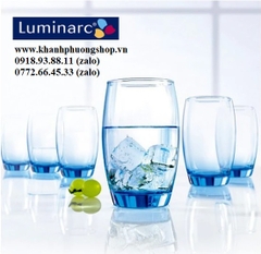 bộ 06 ly thủy tinh Luminarc trắng xanh 350ml - bộ ly thủy tinh Luminarc trắng xanh