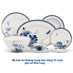 bộ chén tô dĩa sứ Minh Long Hoàng Cung Sen Vàng 21 món - bộ chén tô dĩa sứ Minh Long