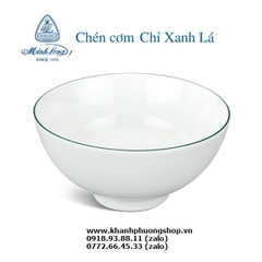 chén cơm viền xanh lá sứ Minh Long - chén cơm viền chỉ xanh lá