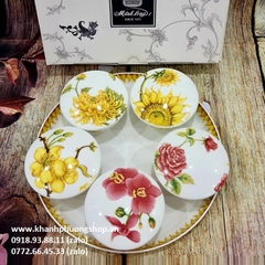 khay mứt sứ ngũ hoa, ngũ quả sứ Minh Long - khay mứt sứ trưng Tết