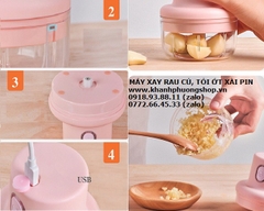máy xay rau củ mini xài pin - máy xay tỏi ớt mini