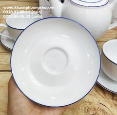 bộ ấm trà sứ Minh Long viền chỉ xanh dương - bộ ấm trà sứ minh long viền chỉ xanh