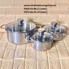 bộ 3 nồi inox 16,18,24cm xài bếp từ - bộ 3 nồi inox xài bếp từ 16,18,24cm
